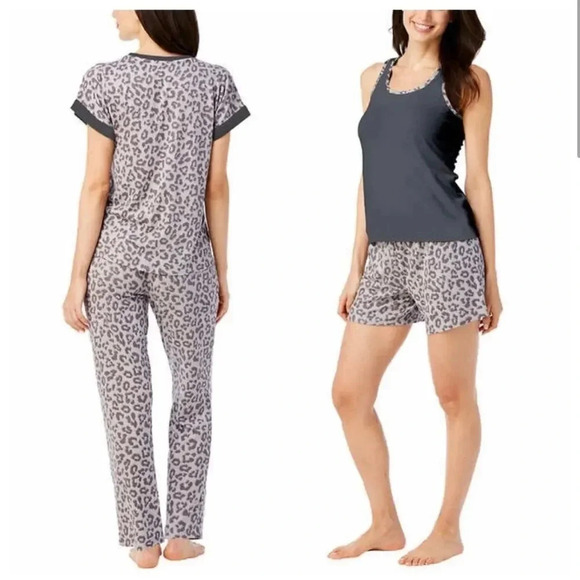 Lucky Brand Women’s 4-Piece Pajama Set in Gray Leopard Size XXL - Picture 2 of 6